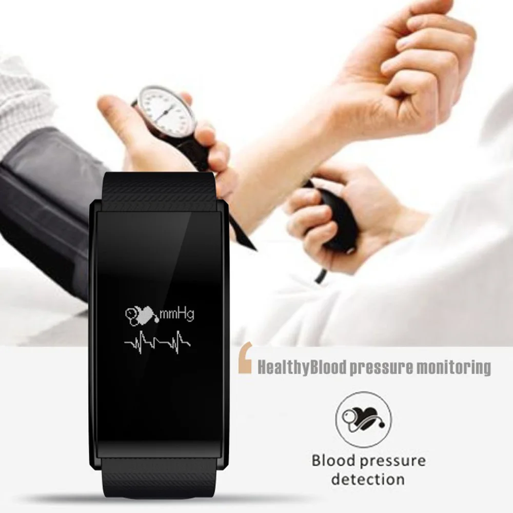 0 66 OLED Touch Screen Smart Bracelet with Heart Rate Monitor Blood Pressure Smartband for iPhone