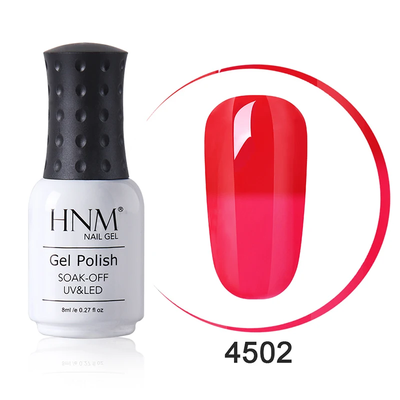 HNM 8 мл красный цвет изменение температуры Цвет УФ-гель для ногтей Полупостоянный Лаки Гибридный эмаль термо гель лак основа - Цвет: 002
