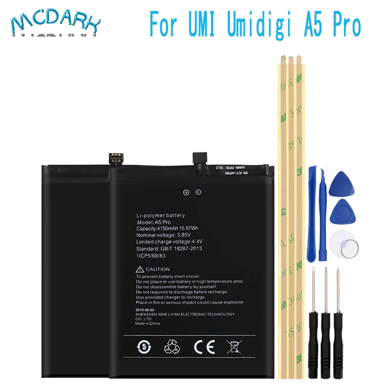 

4150mAh Hight capacity For UMI Umidigi A5 Pro Battery Cell Phone Replacement High Quality Batteries Rechargeable with Free Tools
