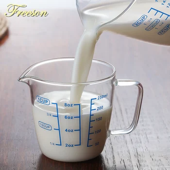 

250/500ml Glass Measuring Cup Milk Jug Cafe Creamer Cup Juice Tea Espresso Coffee Cup Barista Mug Milk Frother Latte Pitcher