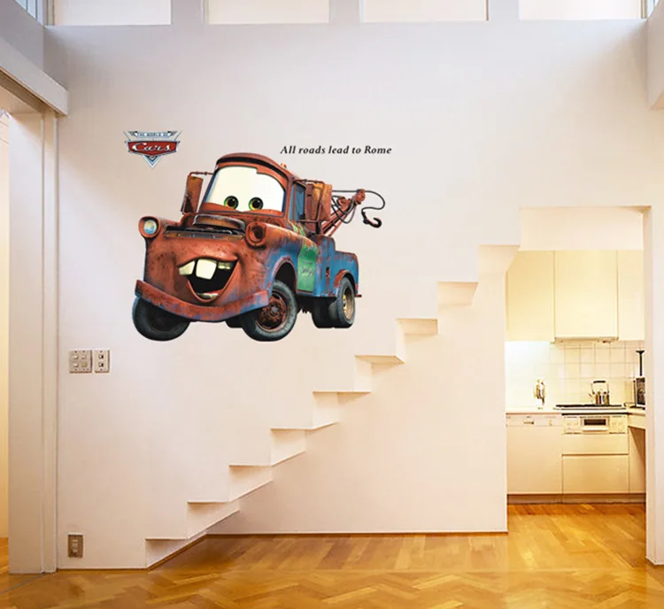 3D сломанный Mater Грузовик автомобиль для мальчиков Спальня самоклеющиеся обои для детской комнаты Cartoom плакат с изображением автомобиля настенная молния наклейки на стену