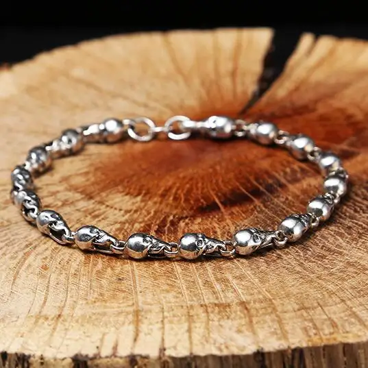 Aliexpress 100 925 Silver Skull Bracelet Vintage Sterling Aliexpress 100 925 Silver Skull Bracelet Vintage Sterling Skeleton Chain Real Pure Jewelry Gift From
