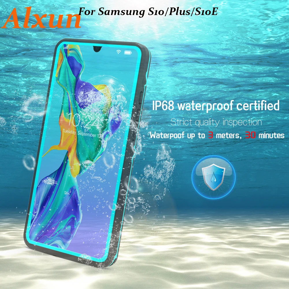 

Alxun For Samsung S10 Case 360 Degree Dustproof Protection Shockproof Cover IP68 Diving Swim Proof Dustproof For S10 Plus S10E