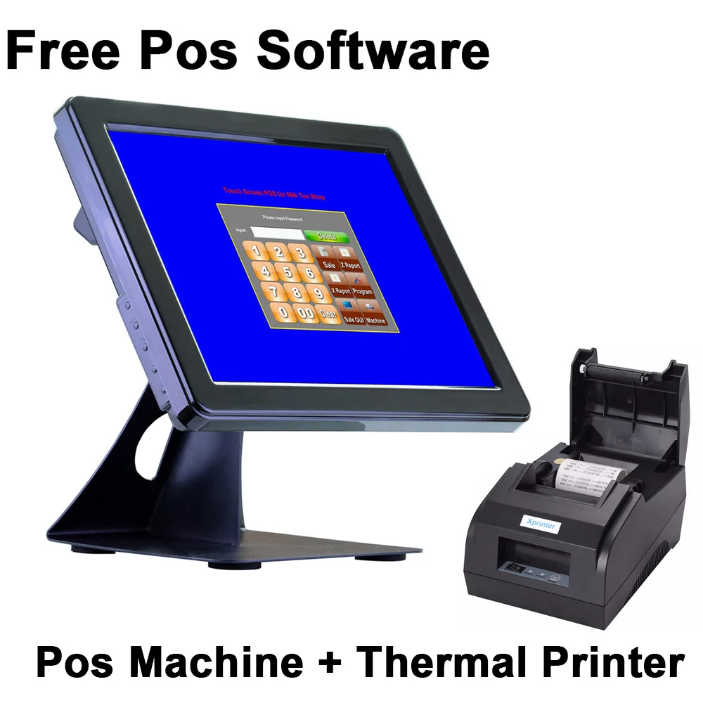 Free POS Software 15 inch Touch Screen POS System Cash