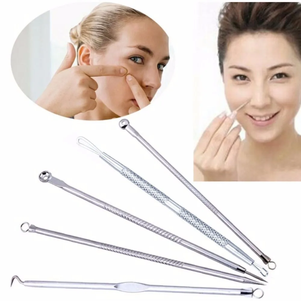 2017 New 5 Pcs Nobby Pimple Blemish Comedone Acne Extractor Remover