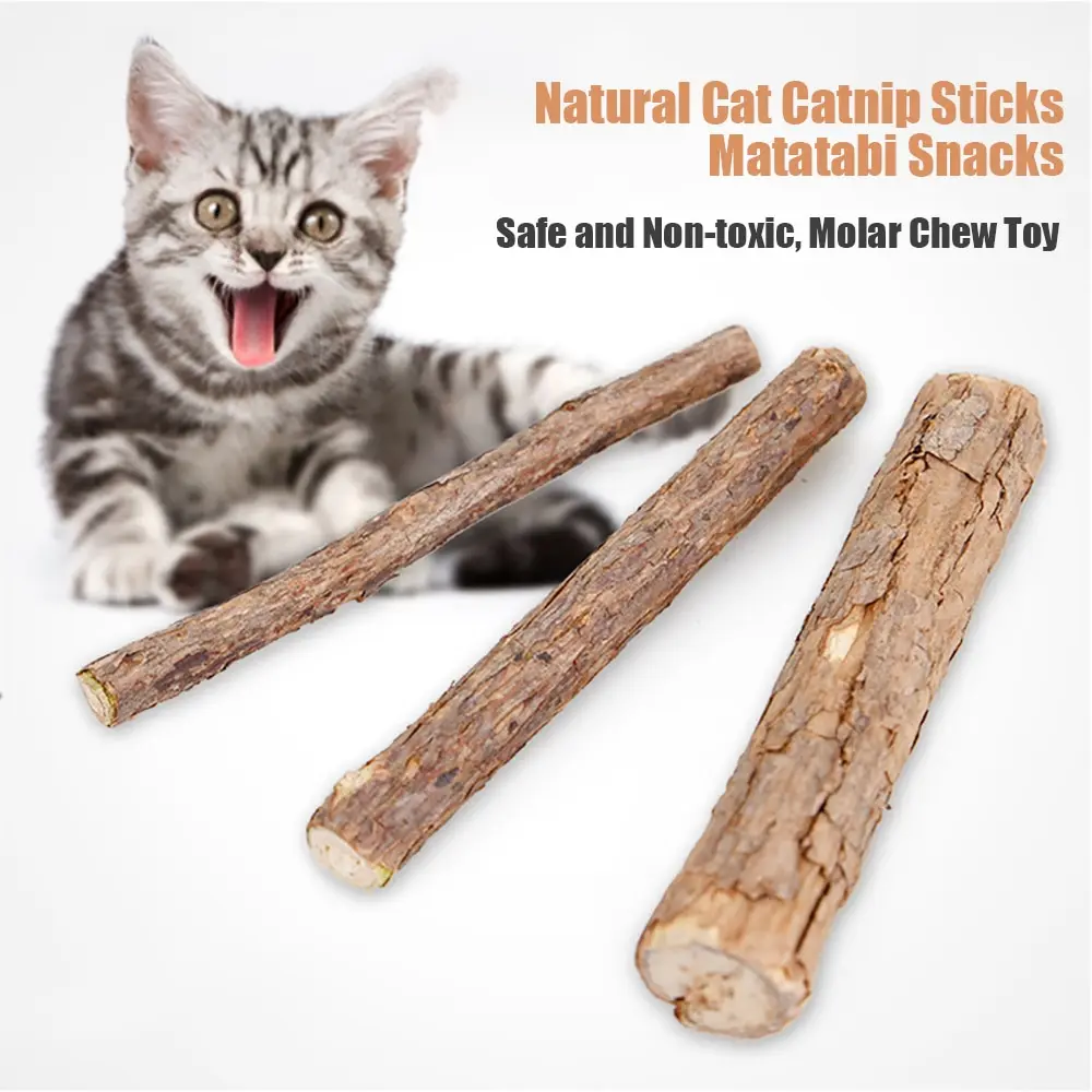 

Cat Cleaning Teeth Natural Catnip Pet Cat Molar Toothpaste Stick Matatabi Actinidia Fruit Silvervine Cat Snacks Sticks