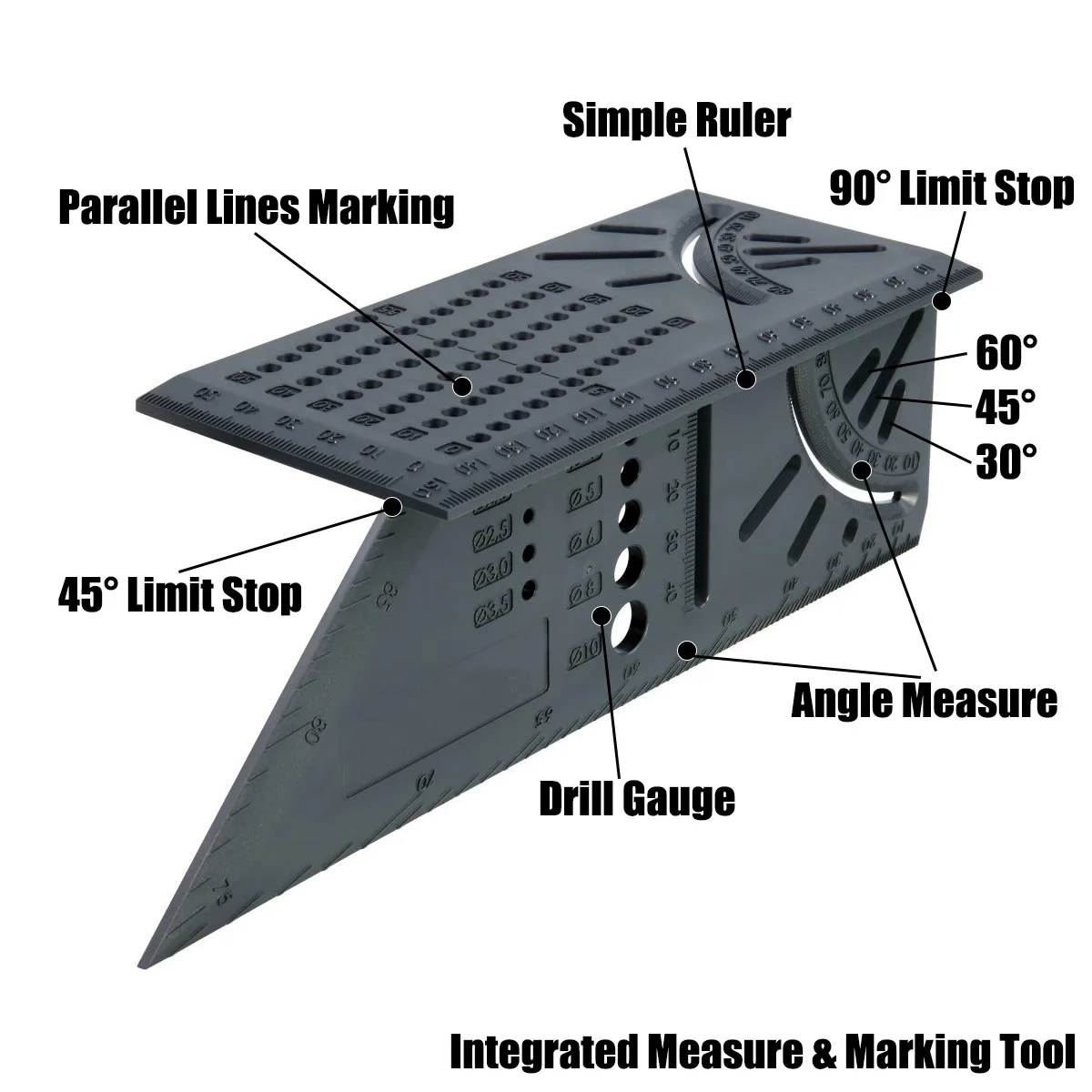 Портативный 3D Mitre квадратный конический угол маркировочный Калибр правило с линейкой дрель измерительный инструмент ABS пластиковые измерительные приборы 150x275x66 мм