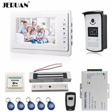 JERUAN 7 pulgadas video de la puerta sistema de intercomunicación del teléfono kit de monitor en blanco 700TVL Cámara 180Kg cerradura Magnética de Acceso RFID ENVÍO GRATIS