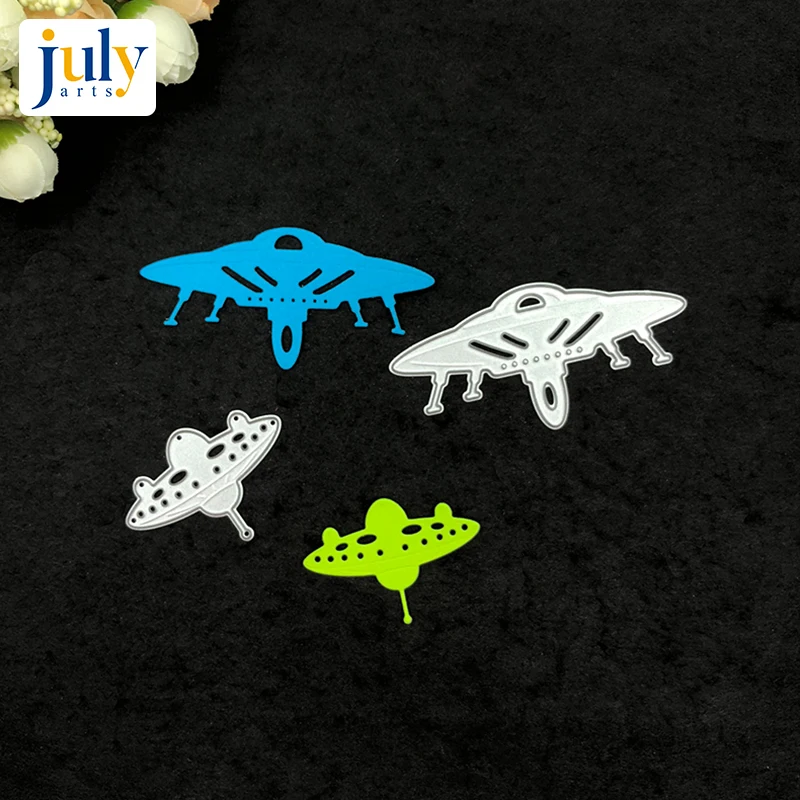 

Julyarts UFO Cutting Dies Silver Aircraft Embossing Stencil DIY Scrapbook Paper Album for Handwork Creative New Dies