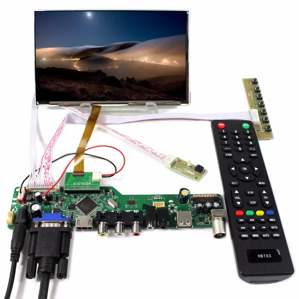 TV PC HDMI CVBS RF USB AUDIO LCD Controller Board 7" 1024X600 HV070WSA