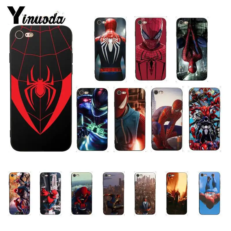

Yinuoda Marvel Deadpool Comic Spiderman hero Black TPU Phone Case Cover for iPhone 8 7 6 6S 6Plus X XS MAX 5 5S SE XR 10