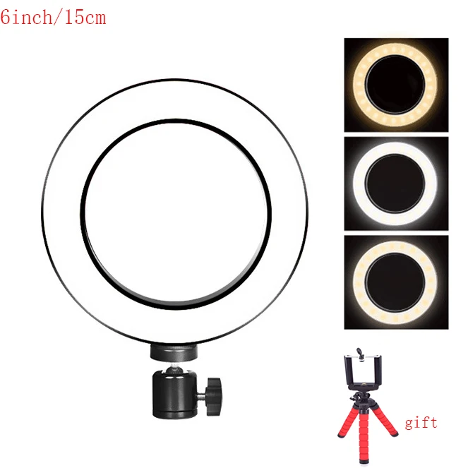 10 дюймовое кольцевое светодиодное освещение 6 маленькое с мини штативом и