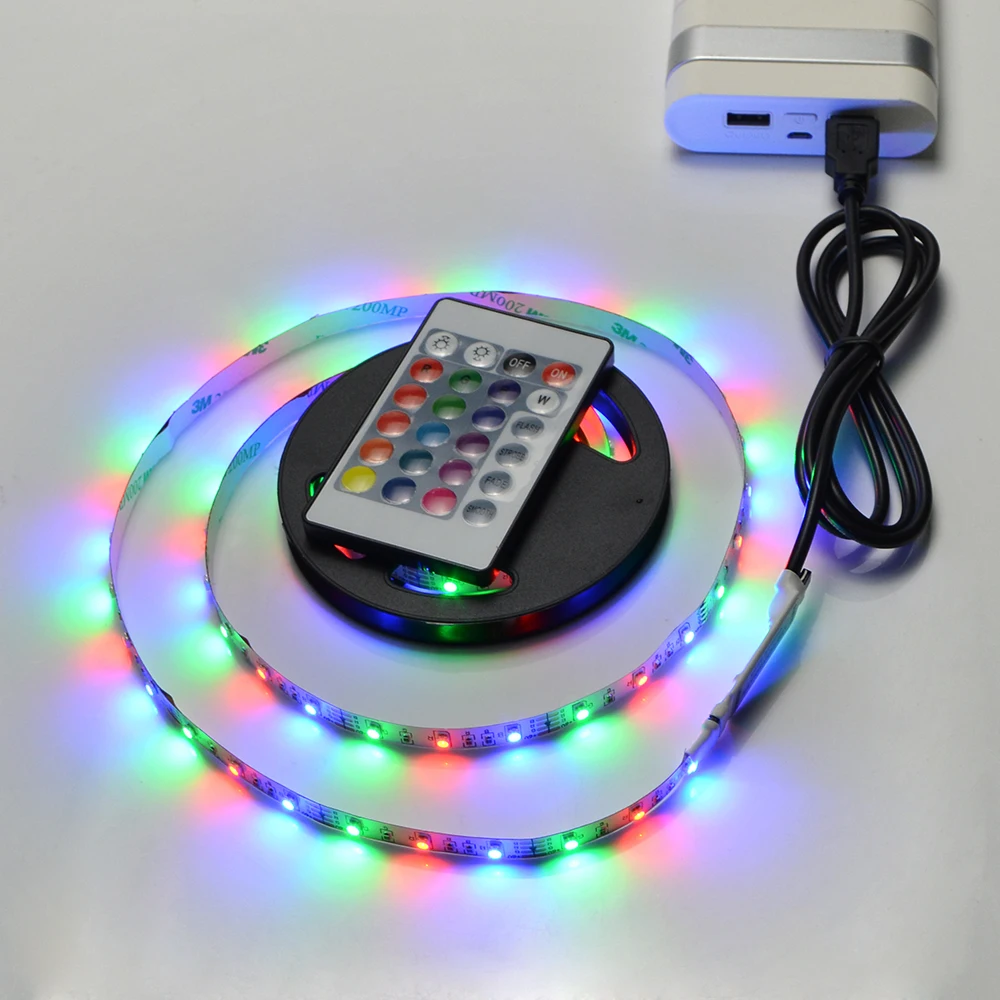 1 шт. USB Powered 5 В RGB Светодиодные ленты света 60leds/M 3528 SMD Водонепроницаемый Клейкие
