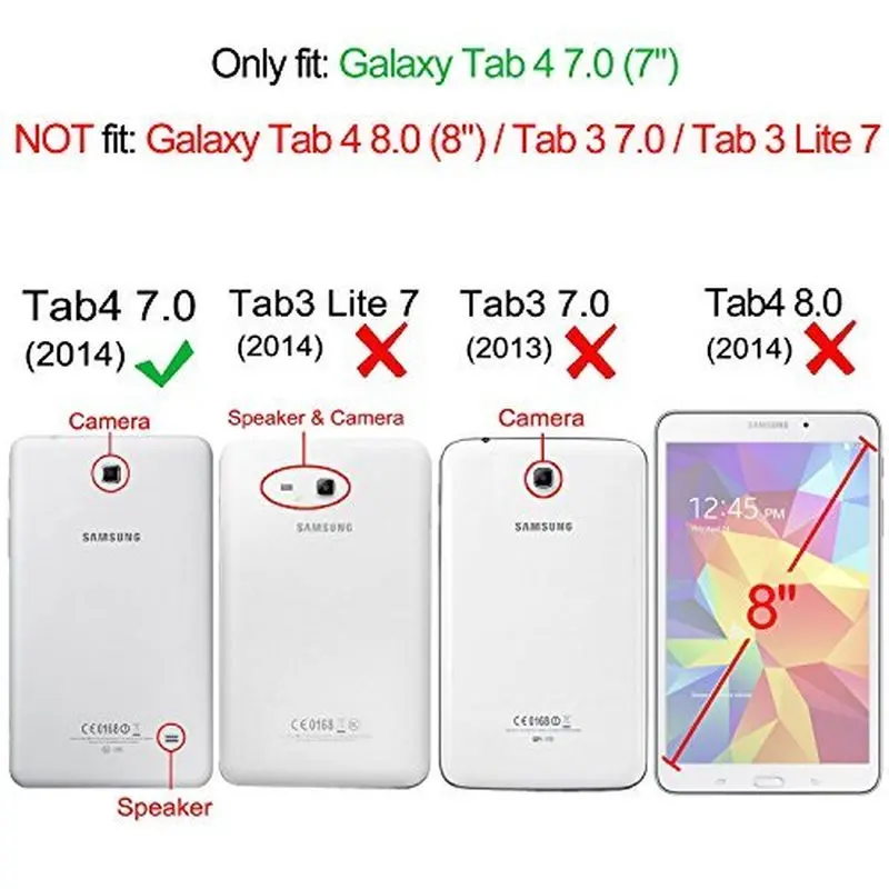 Для samsung Galaxy Tab 4 7,0 дюймов T230 T231 T235 SM-T231 SM-T230 SM-T235 Tab4 " Планшетный чехол откидной держатель кожаный чехол для T230