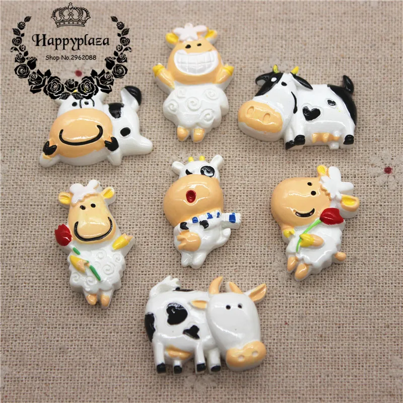

10pcs Cute Cartoon Animal Cow Resin Flat back Cabochon Charm DIY Jewelry/Craft Decoration
