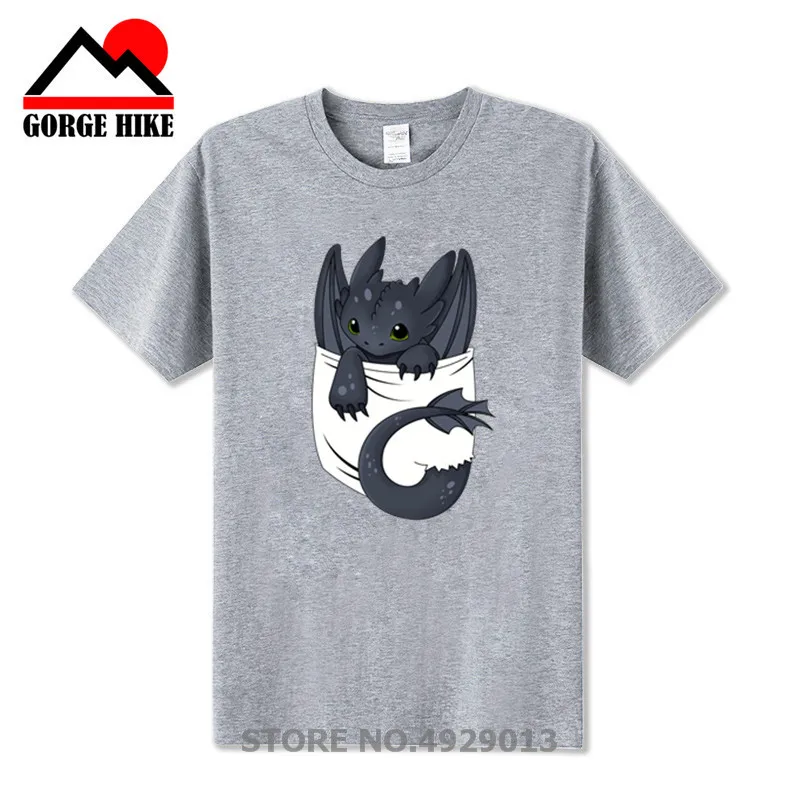 

Newest Pocket Toothless T-shirt Men Cute Tops How To Train Your Dragon Cartoon Tees 3D T Shirt Summer Grey Clothes Cotton Tshirt