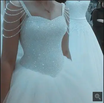 

2017 new arrival Sparkling Heavily Beading Wedding Dress sexy off the shoulder short Sleeves Puffy Ball Gown bride dress