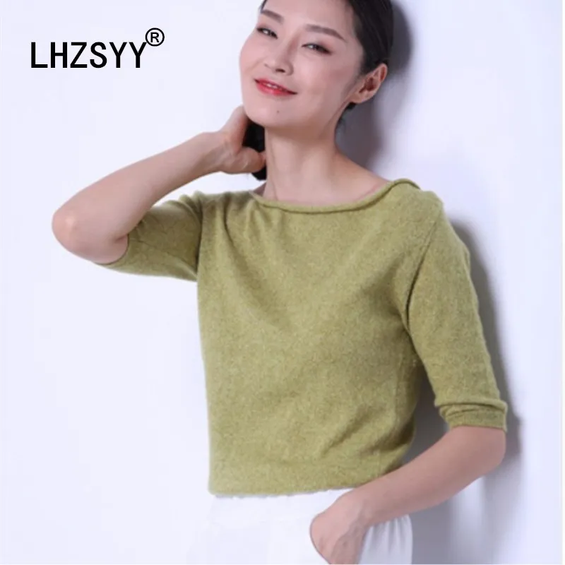 

LHZSYY Autumn Winter New Women's Cashmere blend Ladies Sweaters Solid Color Slim Wool Knitted pullover Short O-collar soft Shirt