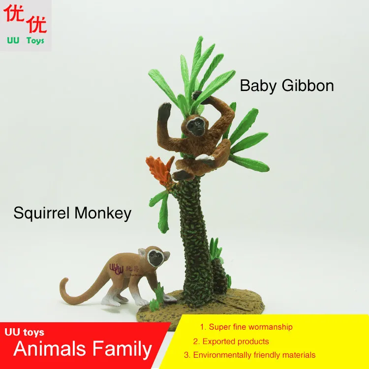 

Action FiguresSquirrel Monkey and Baby Gibbon Simulation model Animals kids toys children educational props