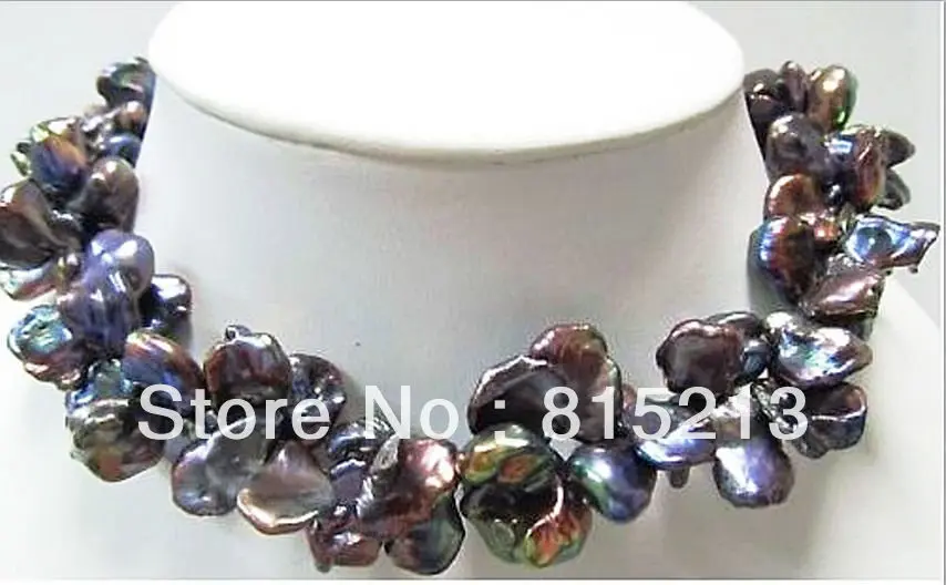 

ddh001660 HUGE DOUBLE NATURAL 18"17MM SOUTH SEA GENUINE BLACK RED GREEN PEARL NECKLACE 14K