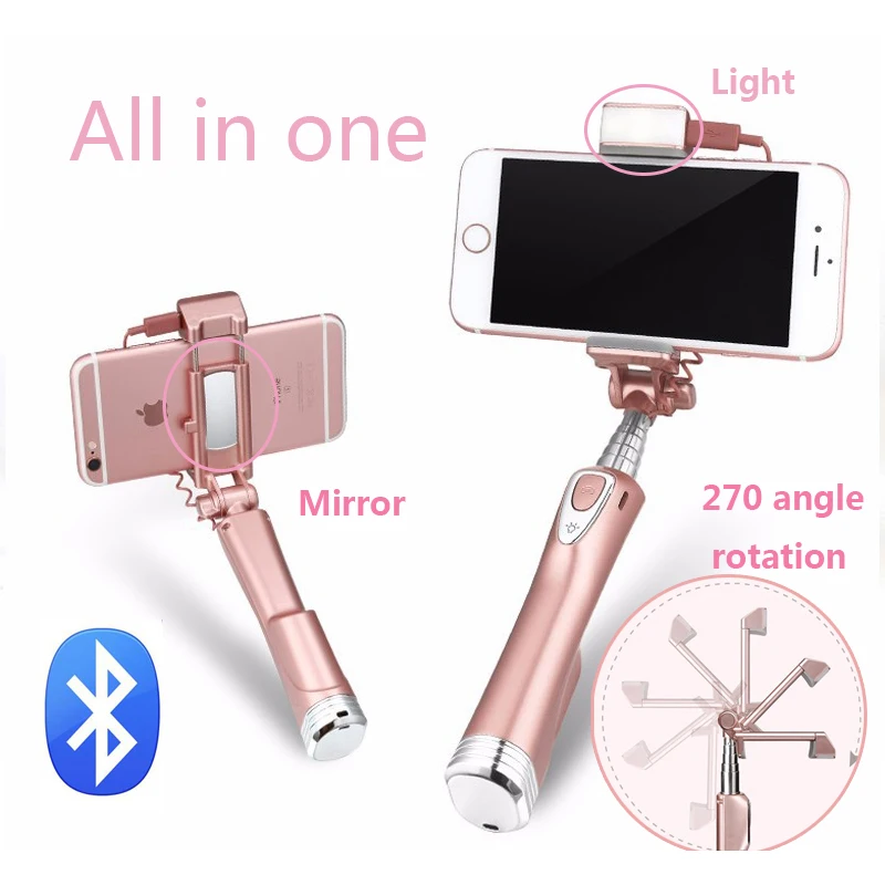 Ulanzi Selfie Stick with light Handheld Extendable Selfie Stick with