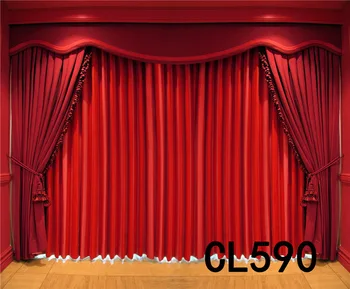 

Seamless Washable No Crease Ornate Red Curtains Decor Polyester Backdrop Background Photography Studio Props Photographic Photos