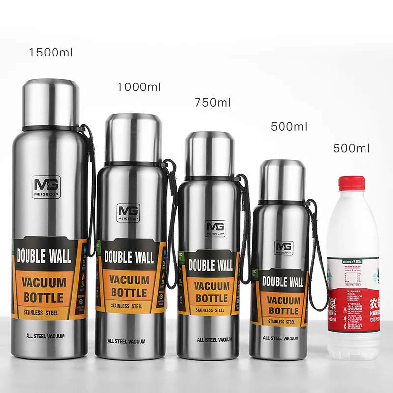 

Portable Water Bottle Thermos 1000ml 1500ml 750ml 500ml Double Wall Insulated Vacuum Cup Russian Travel Hiking Drink Bottle