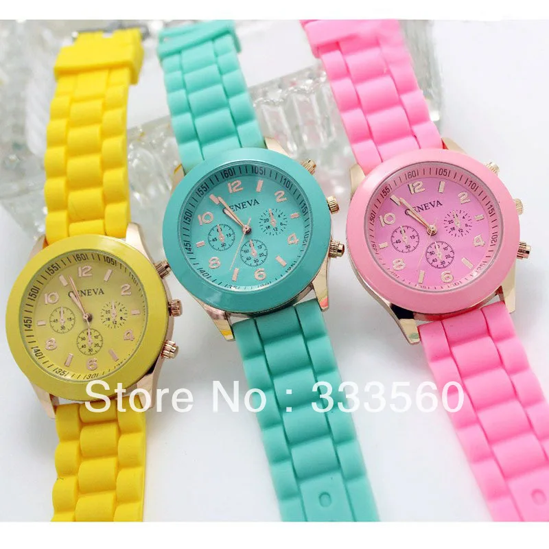 HOT Free Shipping Good Quality 14 Colors 20% Off Pormotional Silicone Jelly Geneva Watch wedding quartz watch gift |