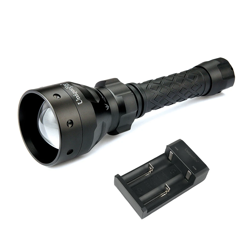 

Hunting Light UniqueFire 1406 LED Flashlight 850nm IR Zoomable Torch+Two-Slot Charger 3 Modes