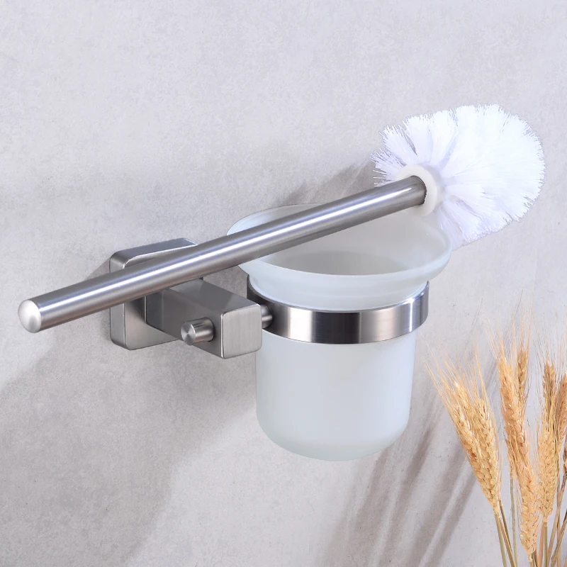 Toilet Brush Holder Stainless Steel Detachable Toilet Brush Holder Set Glass Cup Wall Mounted Bath Cleaning Tool Brush Holder Toilet Brush Holder Stainless Steel Detachable Toilet Brush Holder Set Glass Cup Wall Mounted Bath Cleaning Tool Brush Holder
