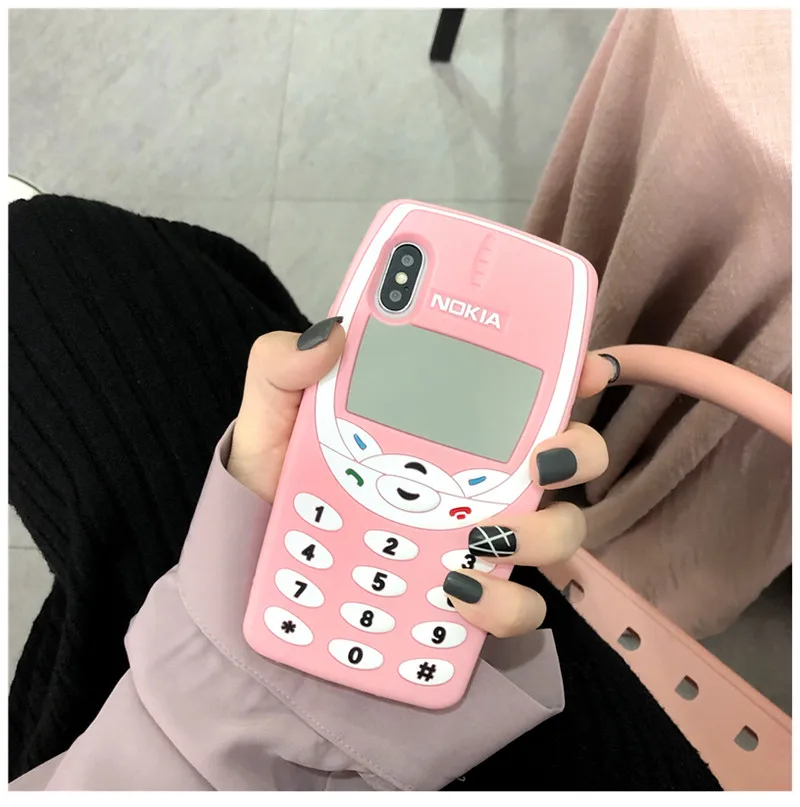 Pink color Старый силиконовый чехол для мобильного телефона iphone 11 Pro Max Xr X Xs Max 6 7 8 Plus, чехол с 3D рисунком, милый противоударный чехол - Цвет: Pink color