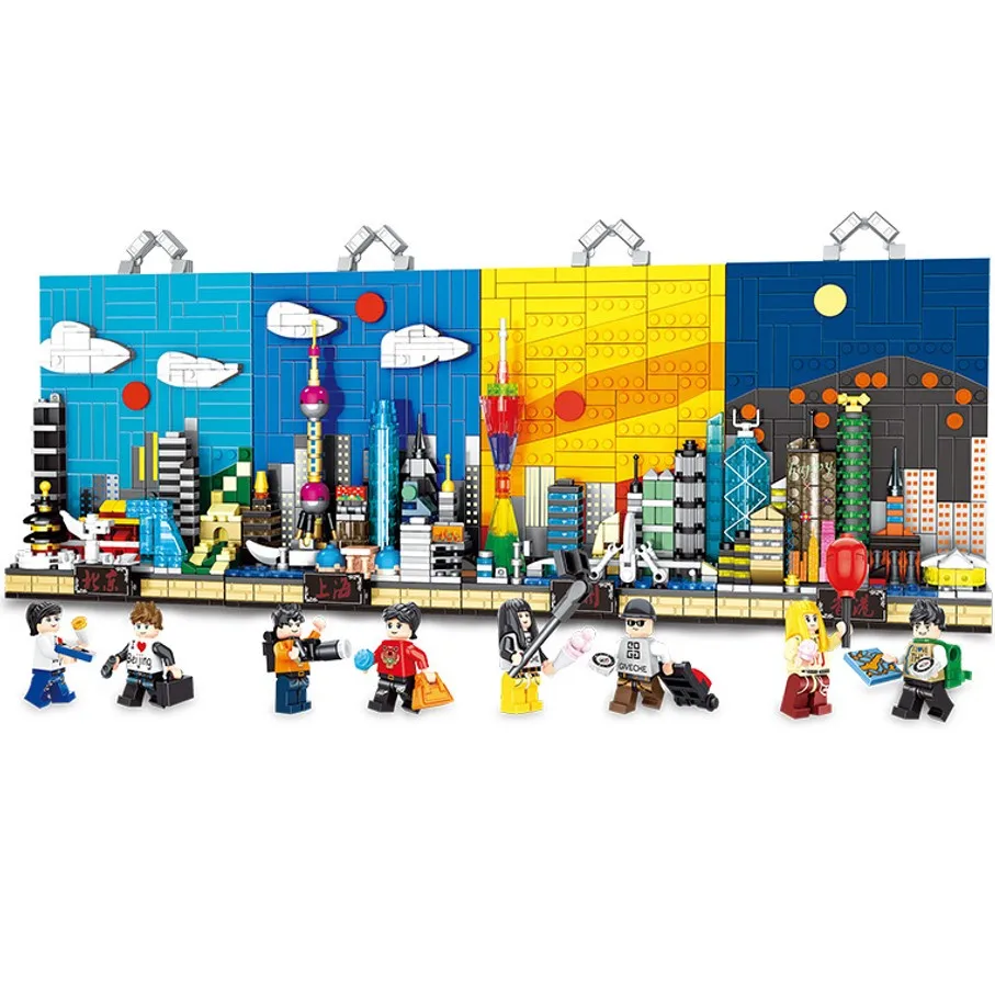 

Assemble City Street View Building Blocks Mural Toy Educational Bricks Kids Gifts