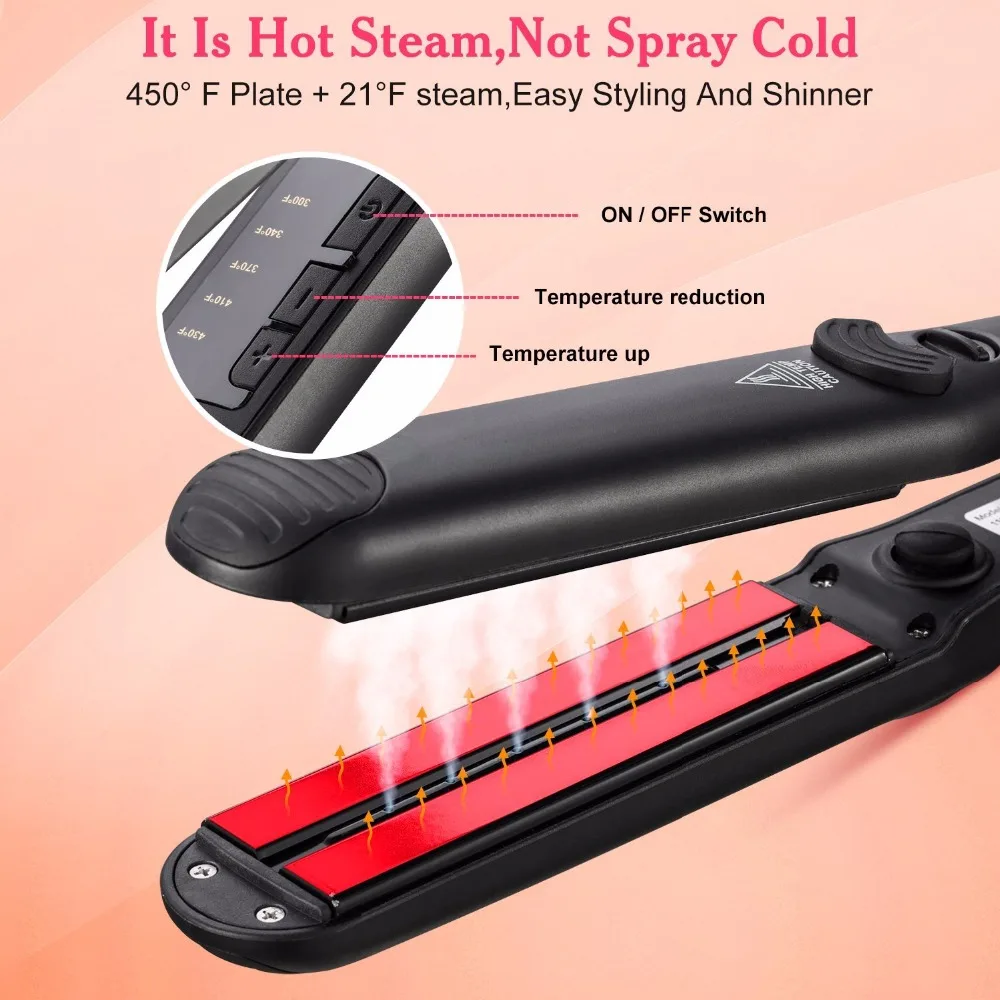 Us 29 45 5 Off 2019 Hair Steam Hair Straightener Professional Ceramic Flat Irontourmaline Ion With Digital Adjustable Temperature Styling Tools In