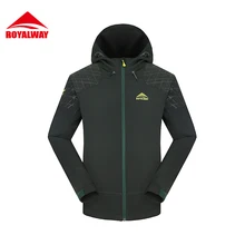 Royalway Мужчины Отдых Туризм Куртка мягкая Корпуса Открытый traval куртка с капюшоном Новое поступление года Черный# RFFM3413F