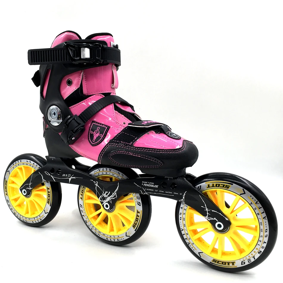 المهنية الكبار/الاطفال اللياقة البدنية التزلج على الجليد الأسطوانة أحذية تزلج النساء/الرجال مضمنة التزلج الأحذية 3 عجلات 125 التزلج سباق على ...