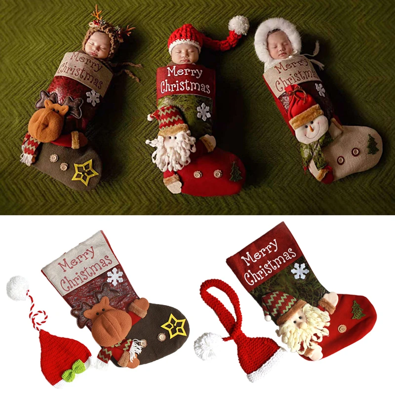 Bolsa de Dormir Boneco de Neve Bolsa de Presente do Feriado com Chapéu Natal Estocagem Kits Bebê Foto Adereços Traje Santa Rena Personagem 3d