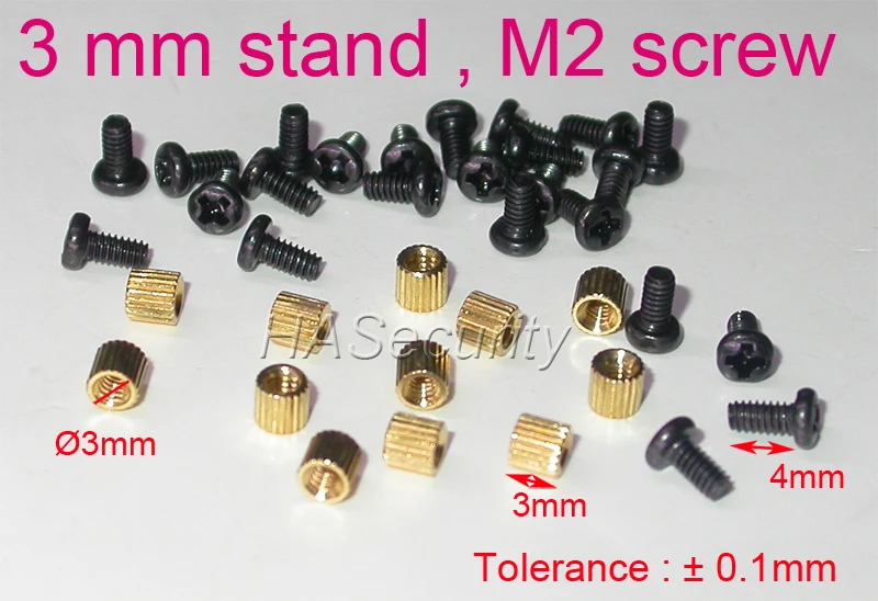 

12pcs 3mm brass stand / brace / puncheon with M2-4mm screw for security camera PCB module installation assembly