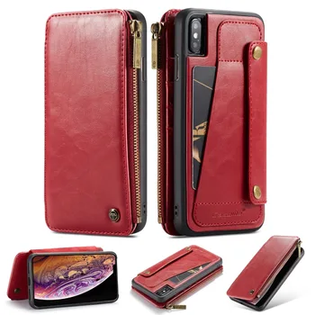 

CaseMe Zipper Wallet Leather Case for Apple iPhone XS Max Magnetic Detachable case for iPhone XR For iPhone XS Credit Card case
