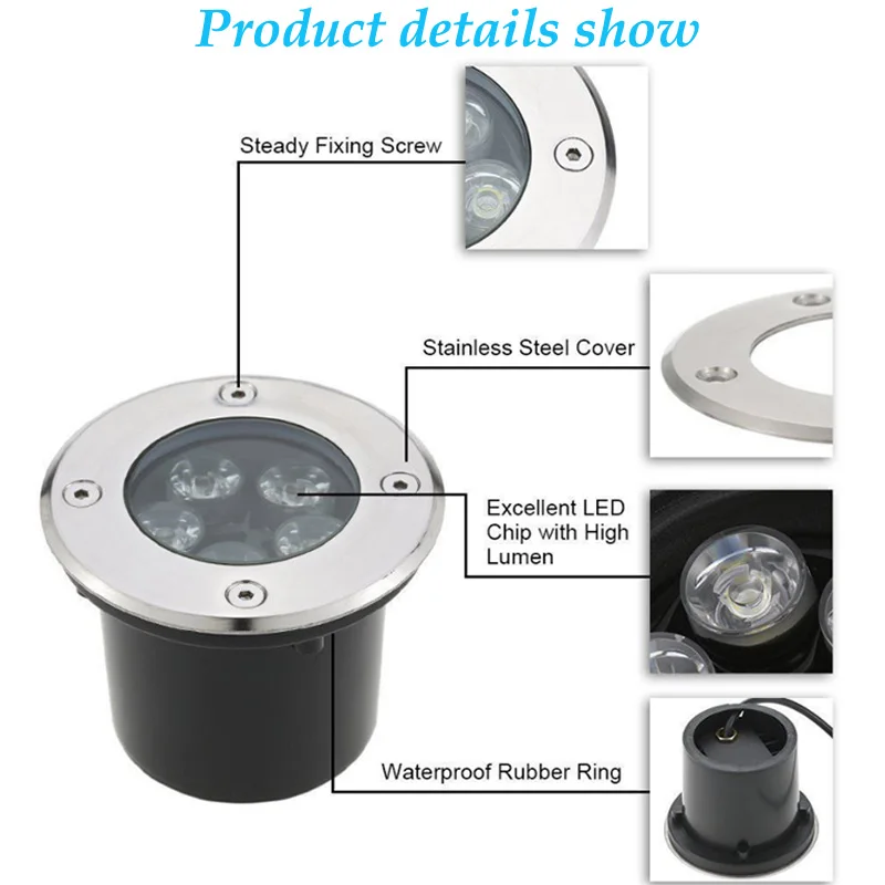 4 шт. водонепроницаемый 1 Вт 3 Вт светодиодный подземный светильник, напольный светильник для наземного сада, напольный светильник для улицы, подземный светильник для двора, ландшафтный светильник