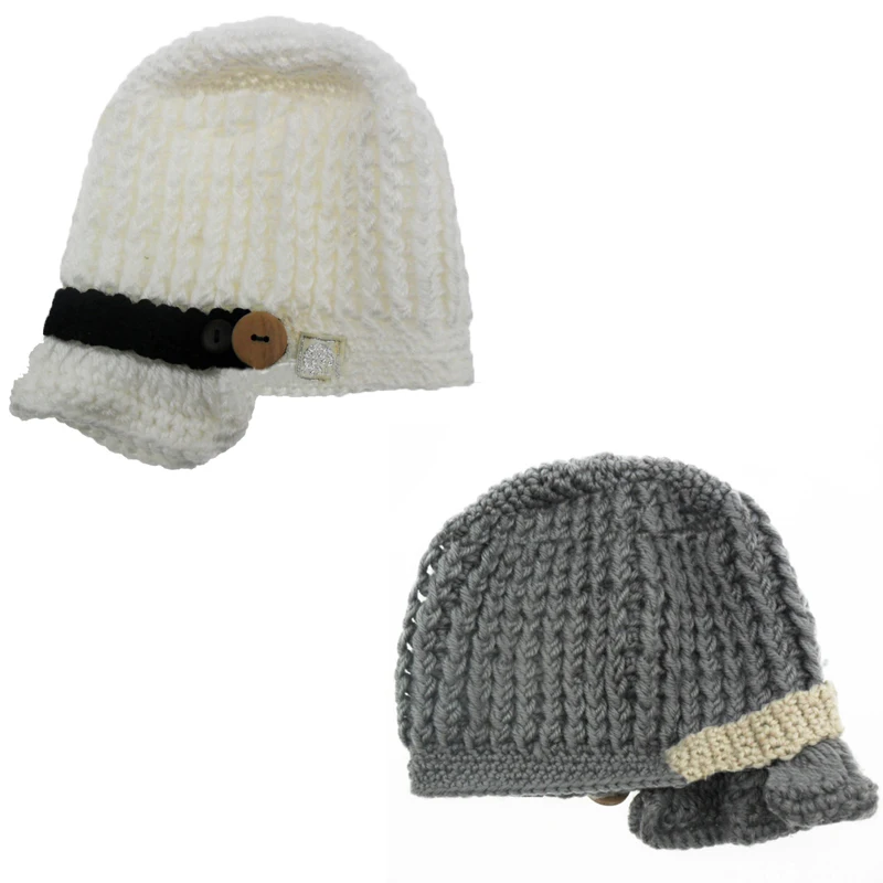Children Knitted Hats Baby Boys Girls Hat Beanie Peaked Cap Brim Winter