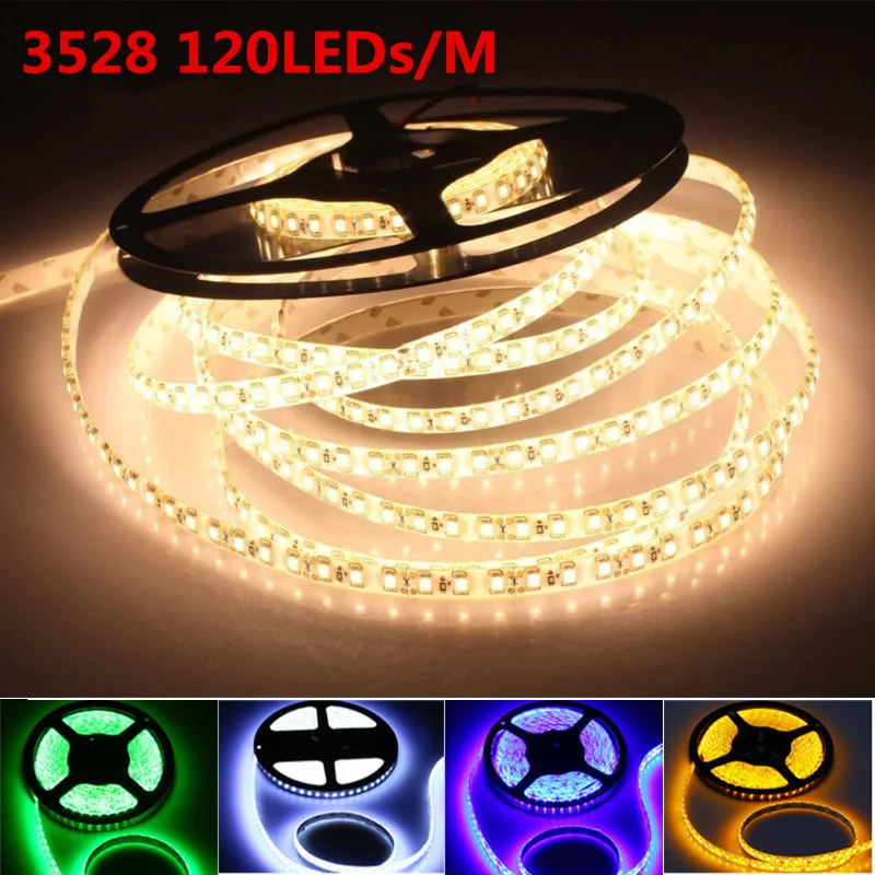 Светодиодная лента 5 м 12 В DC Superbright 8 мм Высокая яркость 3014/3528 SMD 120/168/3014