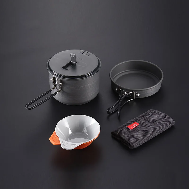 Alocs CW-C26/27 1-3 personas al aire libre camping cocinero set olla y sartén con bolsa portátil