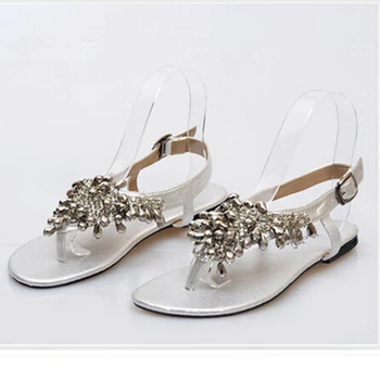 

Flat Sandals Ankle T-strap Fashion Trend Sandals Bohemia National Flat Heel Beaded Female Shoes Flip Flops Sandalias Mujer M228