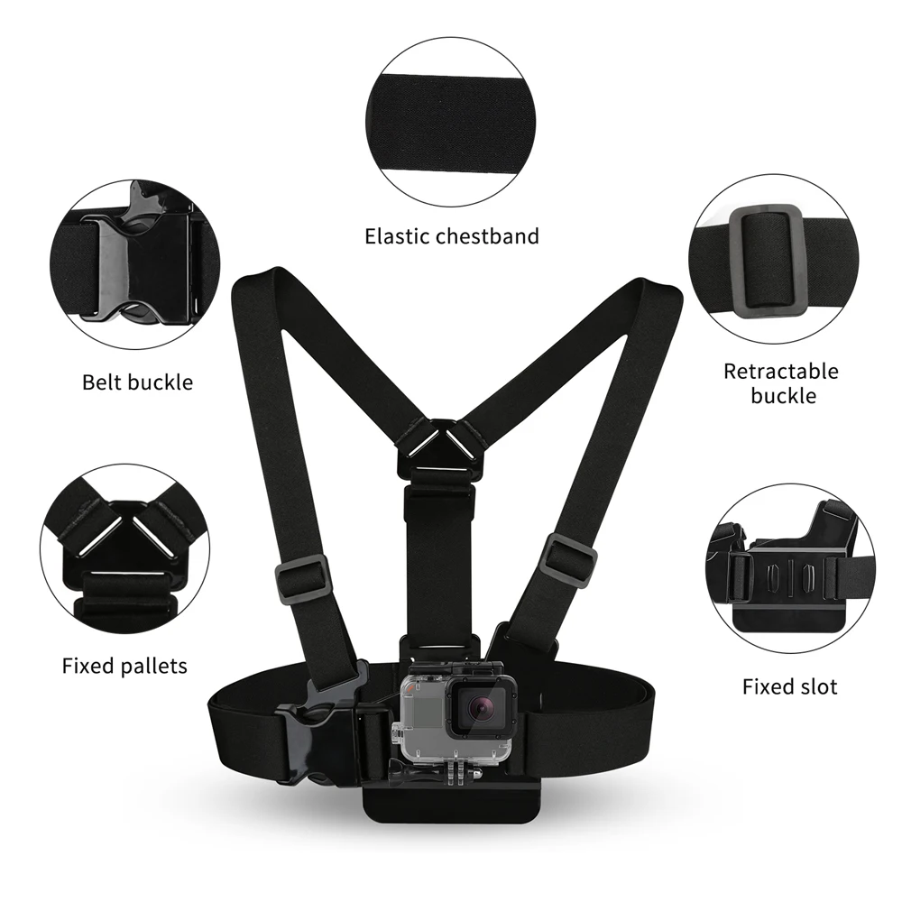 SHOOT Adjustable Harness Chest Strap Head Strap Belt for GoPro Hero 9 8 7 5 Black Xiaomi Yi 4K Sjcam Sj4000 Go Pro 7 8 Accessory-1
