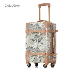 CALUDAN винтажный 1" 22 дюймов Ретро для багажа чемодан для багажа с спиннинговыми колесами