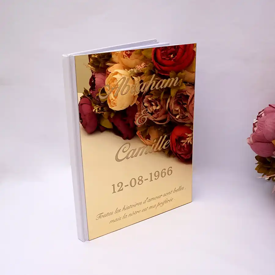 Пользовательские Свадебные подписи Гостевая книга персонализированные зеркальное покрытие пустые белые пустые страницы проверить в книжке свадебный подарок Pary Декор - изображение