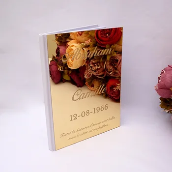 

Different Styles Custom Wedding Signature Guest Book Personalized Mirror Cover Empty White Blank Pages Pary Decor