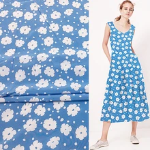 Чистый шелк крепдешин ткань мини белый цветочный и горошек печати, SCDC688