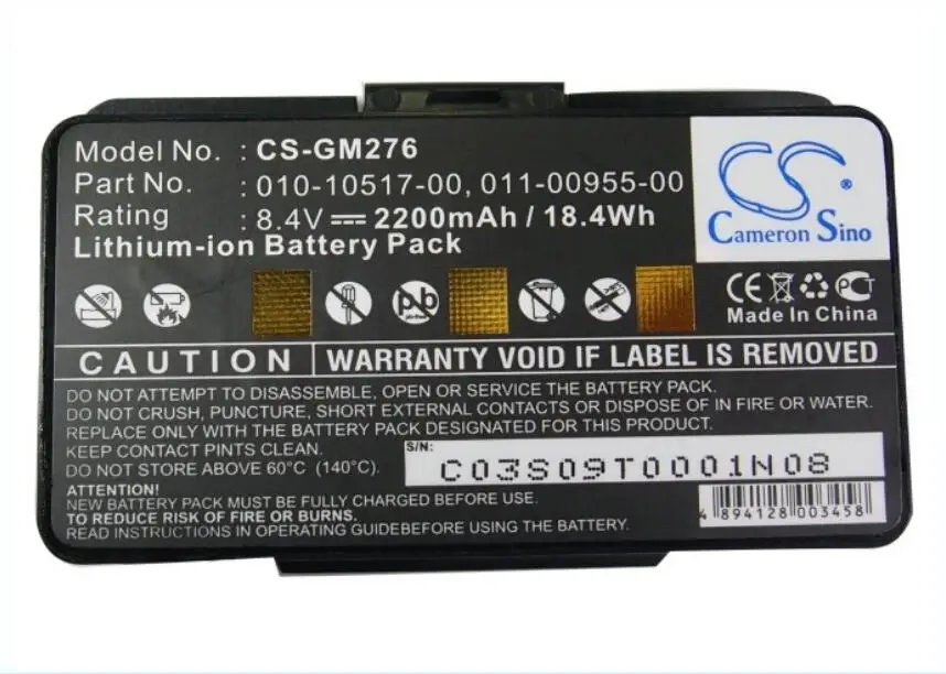 

Cameron Sino 2200mah battery for GARMIN 010-00543-00 EGM478 GPSMAP 276c 296 376C 378 478 495 011-00955-00 011-00955-02 batteries