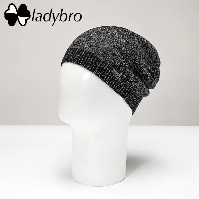 Ladybro женская шапка осень зима шерстяная шапка женские шапочки Skullies женская теплая вязаная шапка капот Femme Gorros Mujer Invierno - Цвет: 001